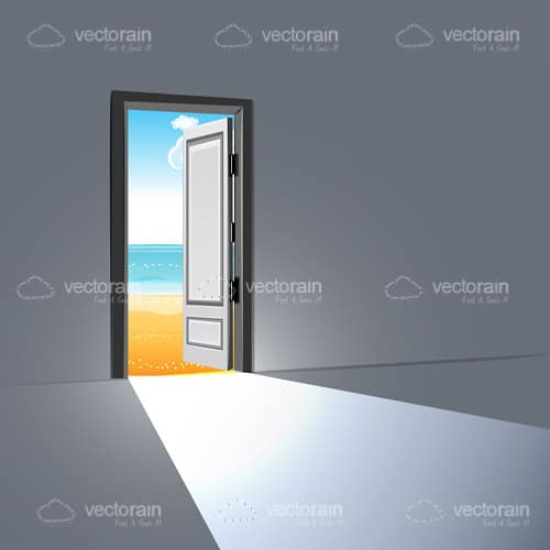 Open Door with a Beach View Background